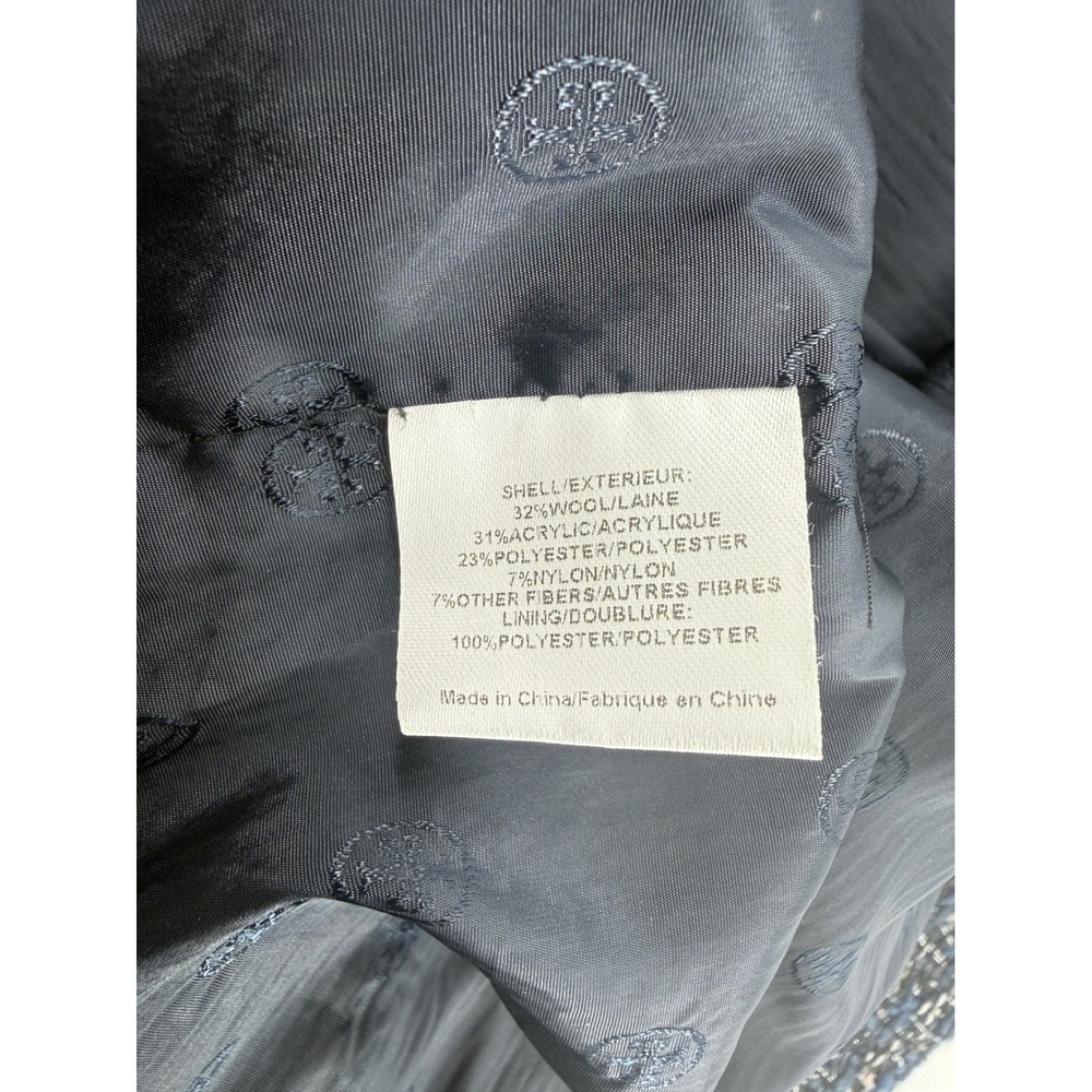 Tory Burch Annabelle Coat Size 8 Navy tweed wool blend - Picture 5 of 9
